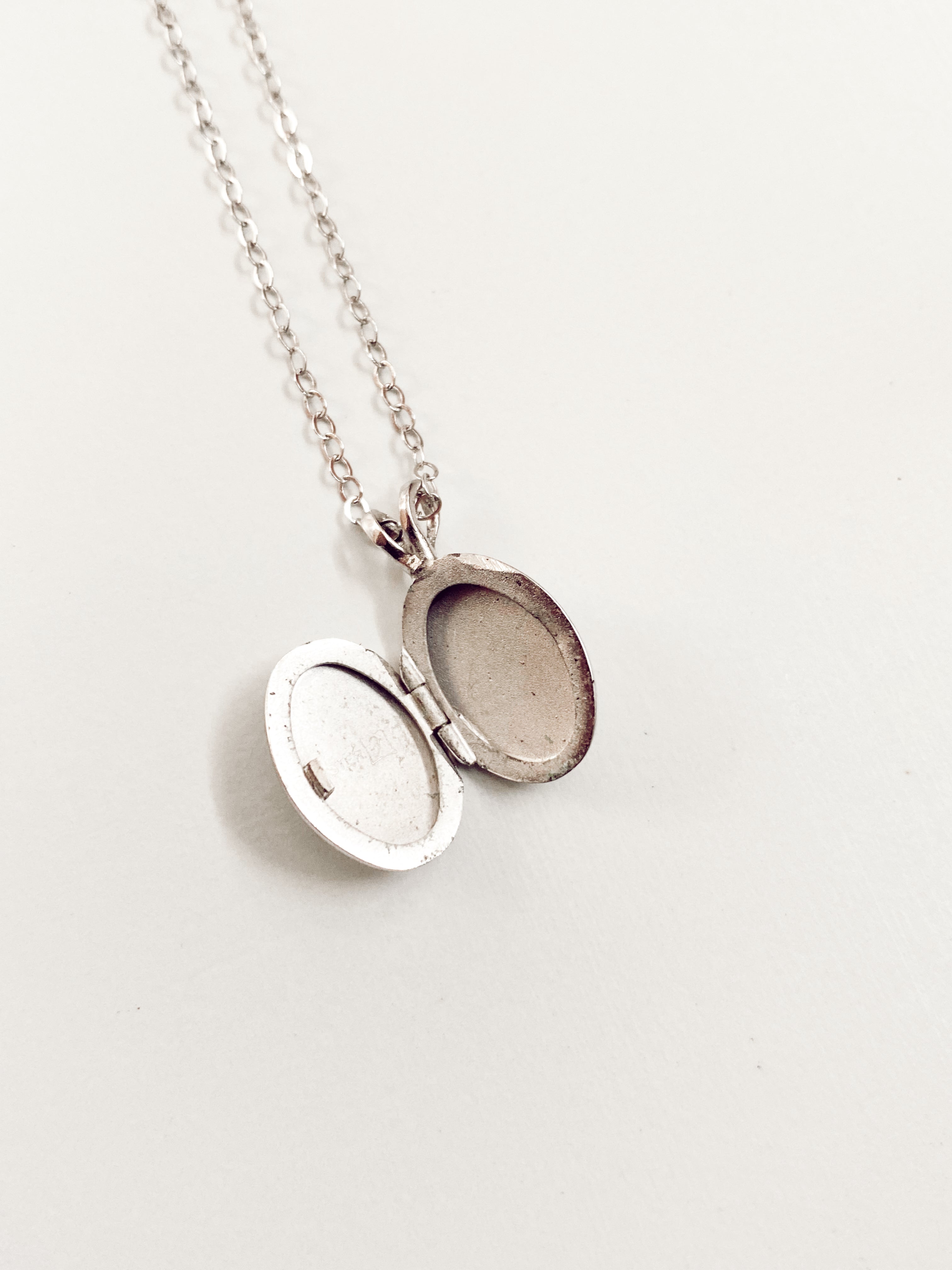 Etched Oval Micro Locket with Chain