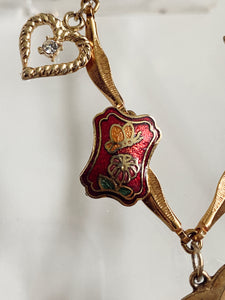 Renaissance Charm Necklace with Goldfilled Heart Locket