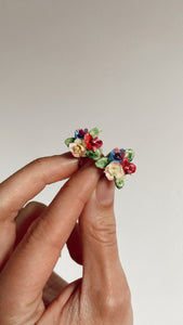 Porcelaine Flowers Screwback Vintage Earrings