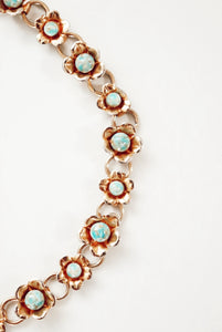 Annecy - Gemini Necklace - Vintage GF, Faux Turquoise, Swan Cloisonné Pendant