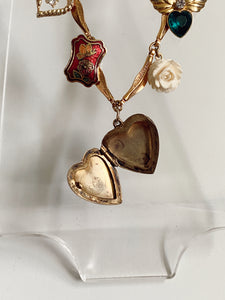 Renaissance Charm Necklace with Goldfilled Heart Locket