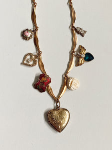 Renaissance Charm Necklace with Goldfilled Heart Locket