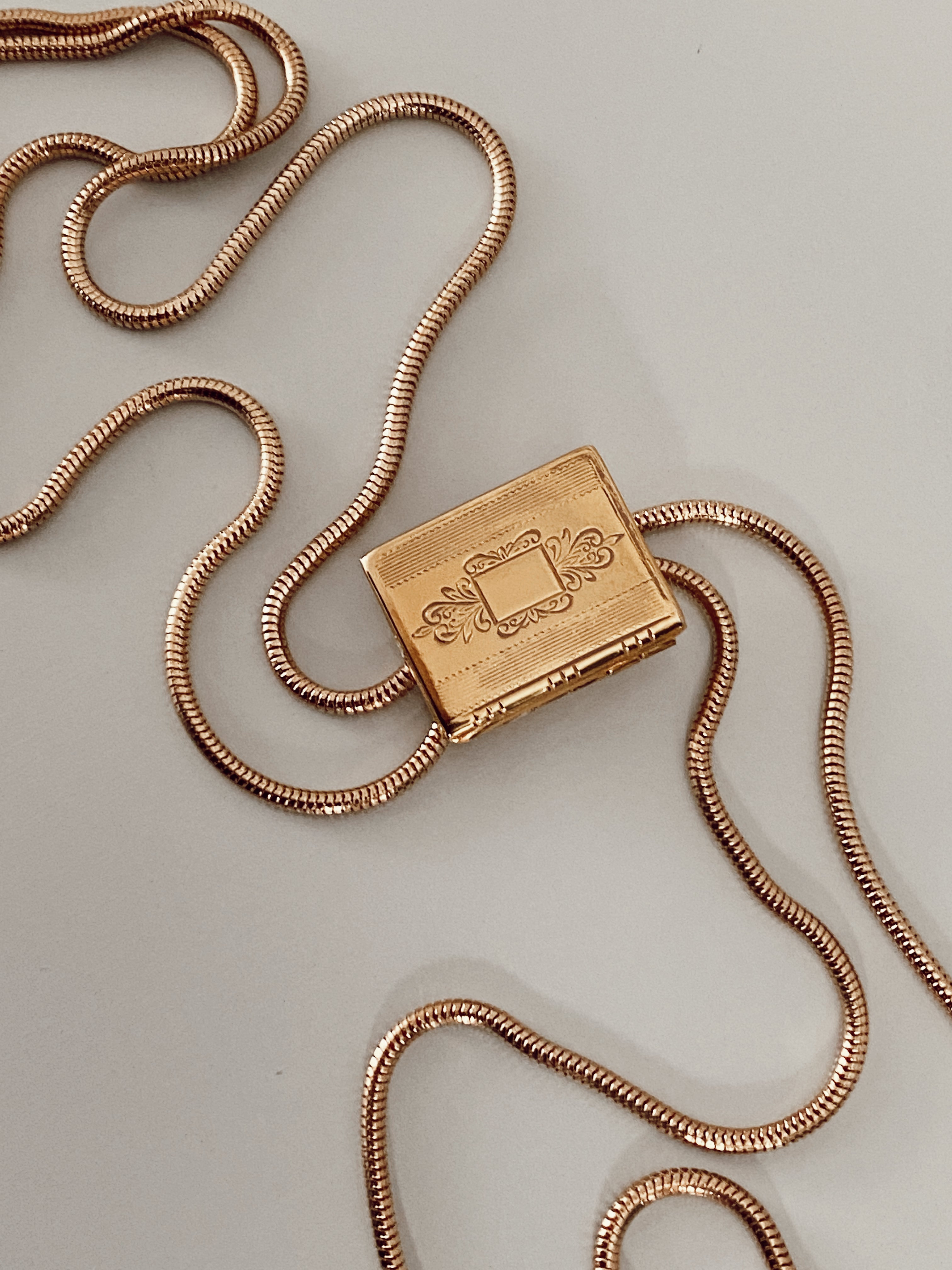 Square Etched Locket Bolo Tie