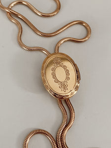 Oval Etched Locket Bolo Tie