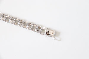 Vintage Double Curb Sterling Silver Charm Bracelet