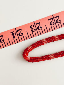 Dark Red Beaded Rope Necklace