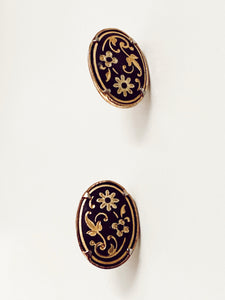 Damascene Earrings + Brooch Set