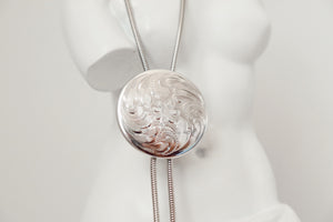 Vintage Etched Sterling Silver Brooch-Bolo Tie