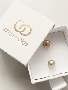 Lemon/Lime Two Tone Pearl Studs - Sterling Silver