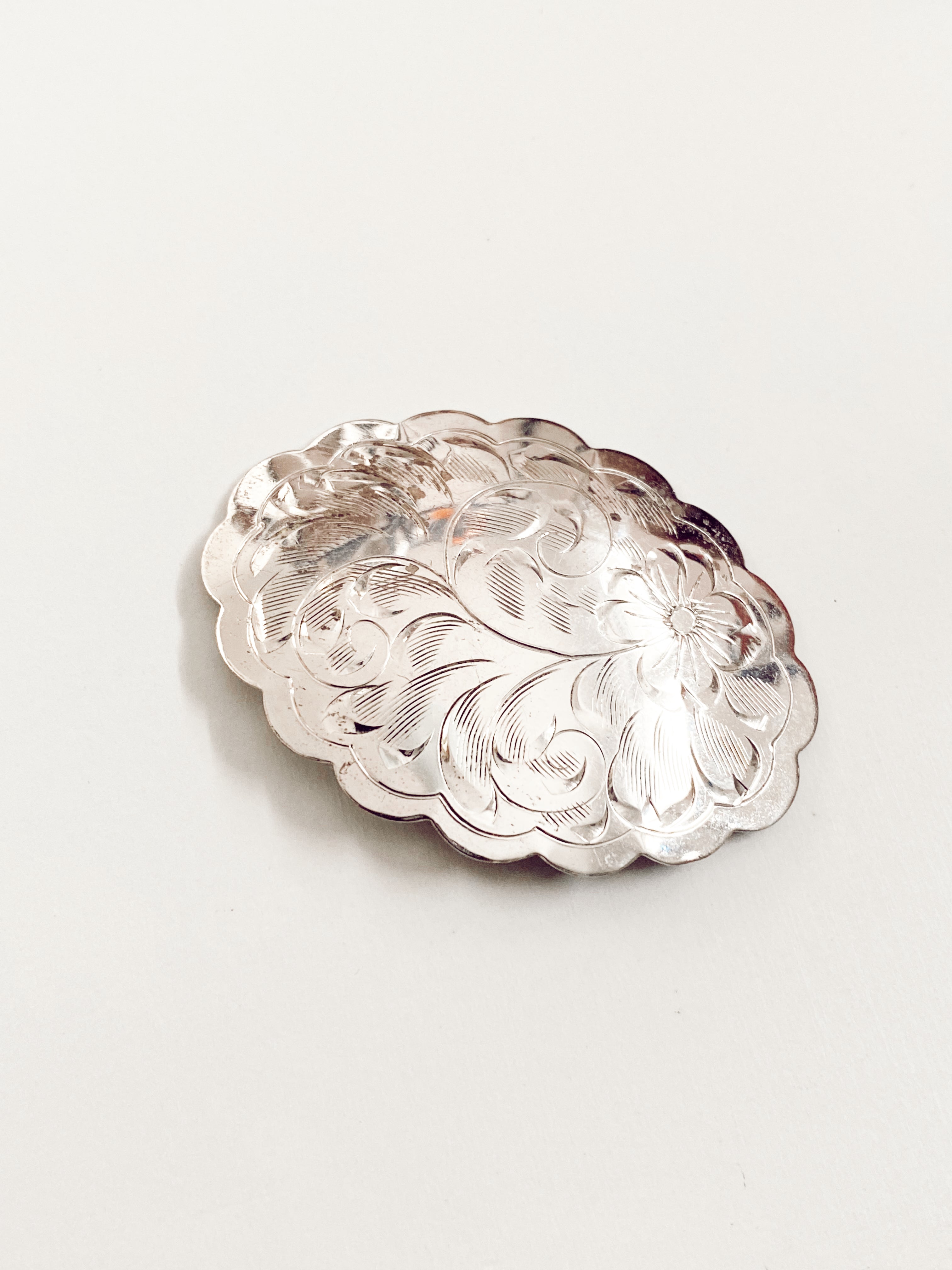 Silver Etched Brooch