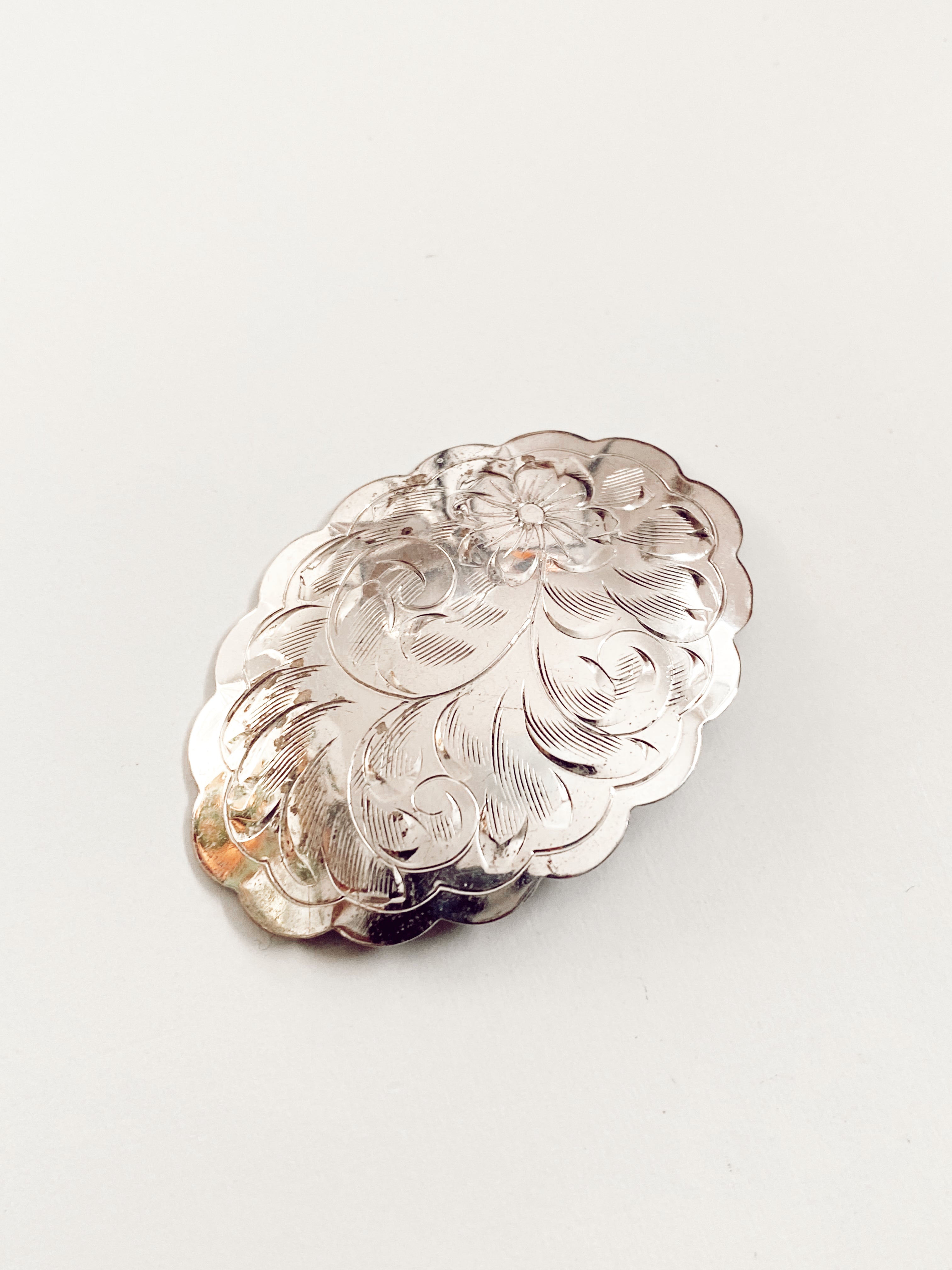 Silver Etched Brooch
