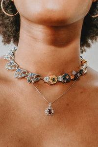 Gemini Necklace - Fleurs, Bleues