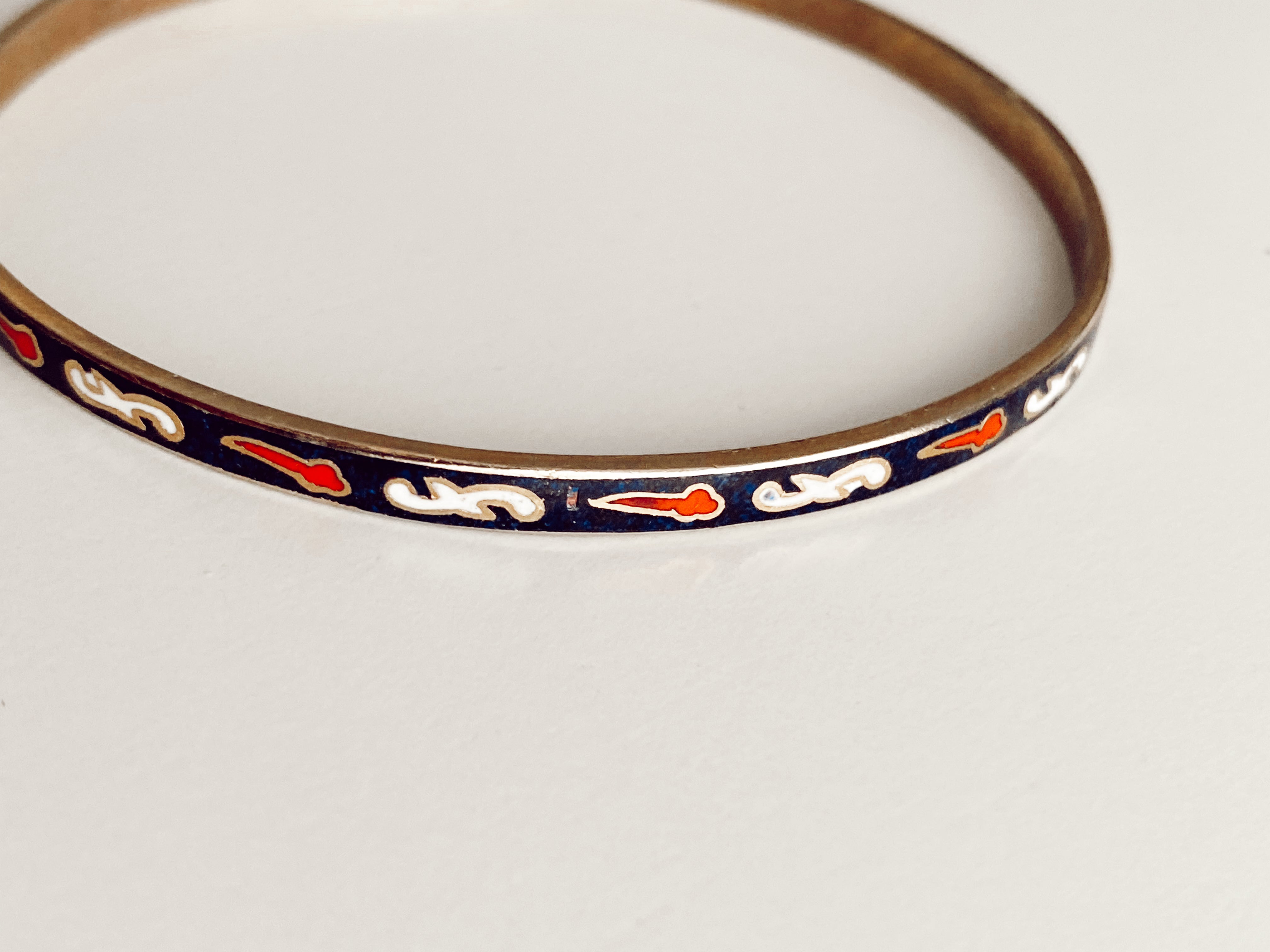Navy, Red + White Enamel Bangle