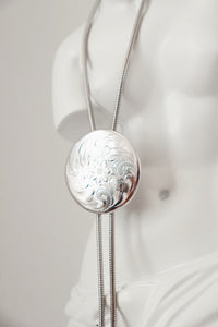 Vintage Etched Sterling Silver Brooch-Bolo Tie