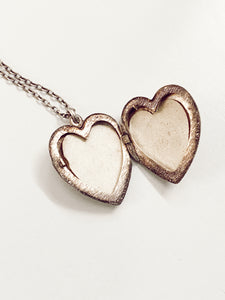 Etched Heart Locket with Chain